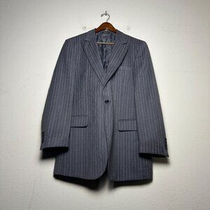 Apollo King Grey Blazer Coat Jacket Vest 2 Piece Suit Men Formal 42L Pinstripe